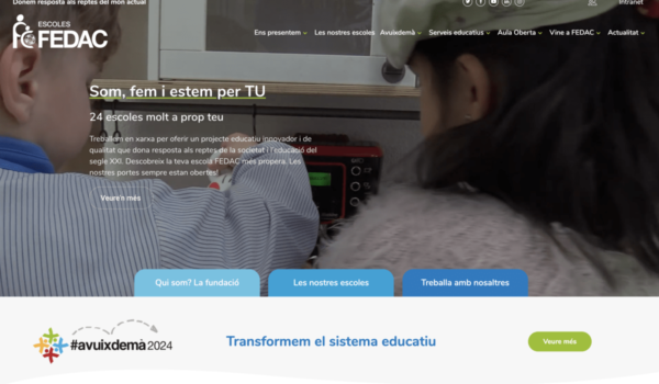 Imatge de la nova web de la fundació educativa FEDAC