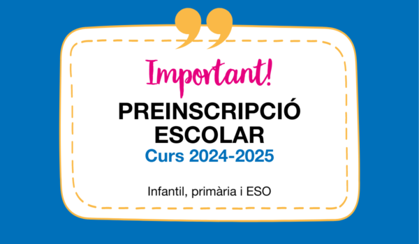 Aquesta setmana s'obre la preinscripció escolar a Catalunya per al proper curs 2024-25 per a les etapes d'educació infantil, primària i secundària.